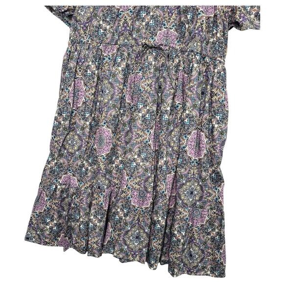 Lane Bryant Dress Womens 24P Purple Midi Geometric Boho Tiered Pockets Peasant - Picture 2 of 15